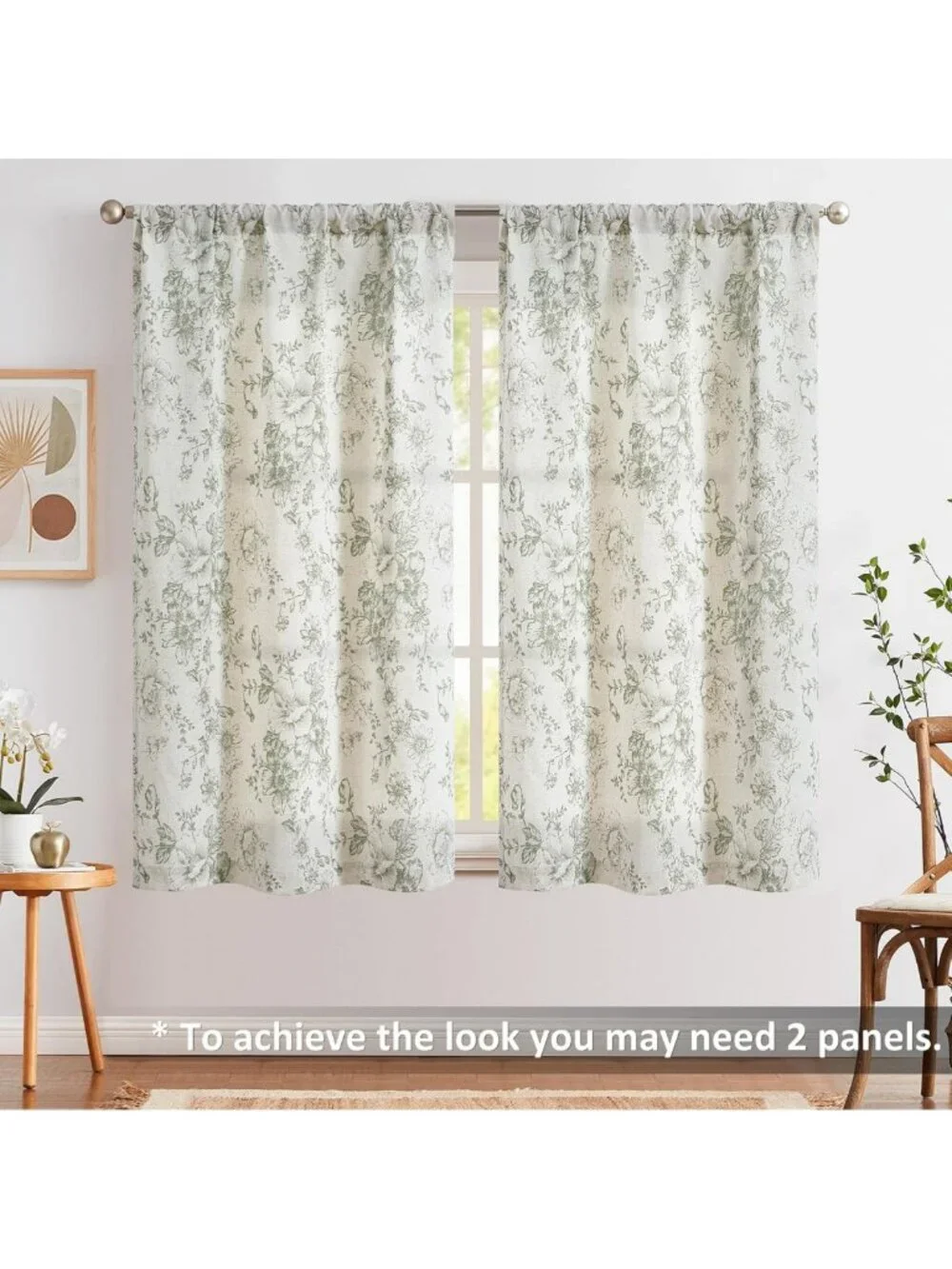 Floral Linen Tie-Up Valance Curtain - 45